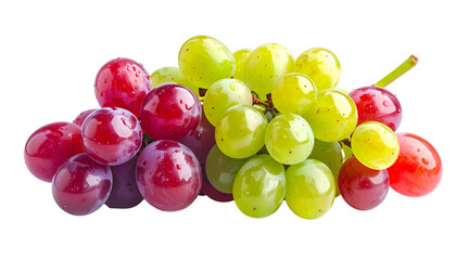 A vibrant bunch of grapes displaying diverse colors of green and reddish-purple