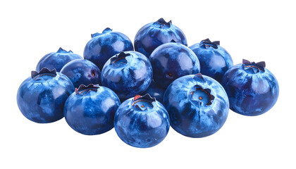 Close-up of a vibrant cluster of ripe, plump blueberries, isolated on a black background