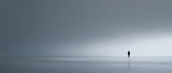 lonely figure in wide empty space