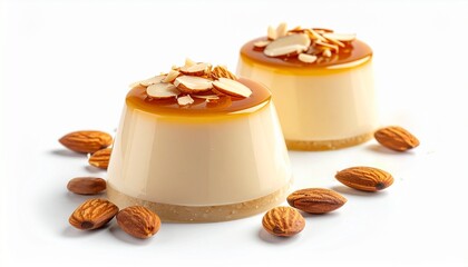 cr&egrave;me caramel flan pudding with almond nut topping