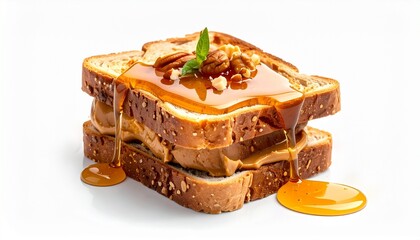 french toast sandwich with peanut butter and syrup