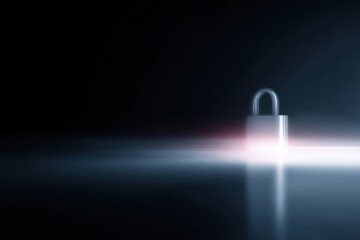 digital security concept, glowing lock icon, dark background, cybersecurity theme