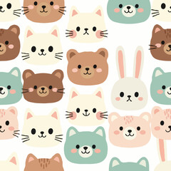 Fototapeta premium Seamless Pattern Cute Illustration for Fabric, Wallpaper, and Background
