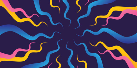 Background line waves radial colorful. Wavy illusion optical swirl pattern