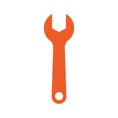 Orange spanner icon on white background