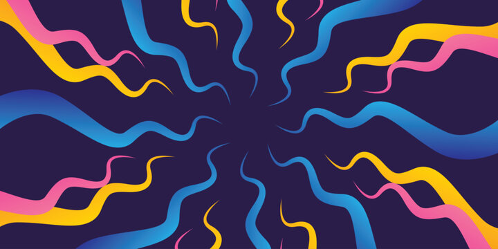 Background line waves radial colorful. Wavy illusion optical swirl pattern
