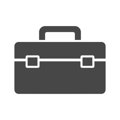 Simple briefcase icon with handle and buckles