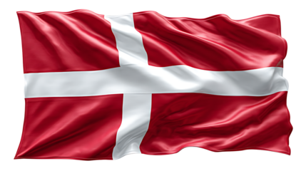 Denmark flag ultra clean flat vector style no wrinkles isolated on a white background