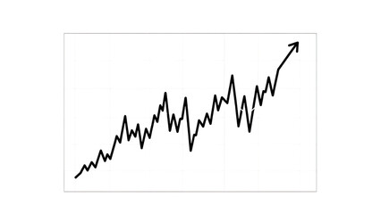 Obraz premium Upward trending graph depicting market volatility and consistent growth over time
