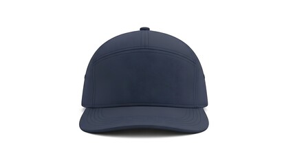 Minimalist Navy Blue Baseball Cap Front View Studio Shot.
