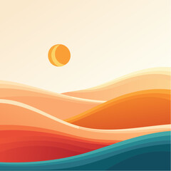 Desert Sun Vector Landscape