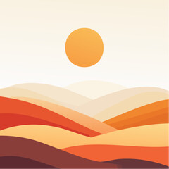 Desert Sun Vector Landscape