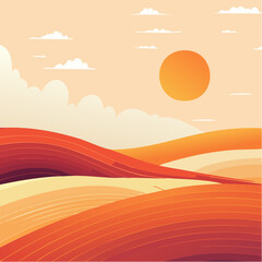 Desert Sun Vector Landscape