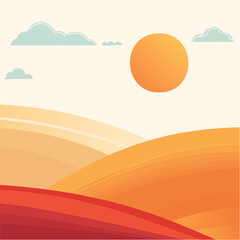 Desert Sun Vector Landscape