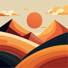 Desert Sun Vector Landscape