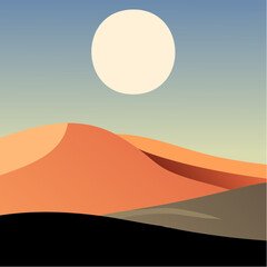Desert Sun Vector Landscape