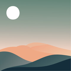 Desert Sun Vector Landscape