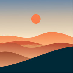 Desert Sun Vector Landscape