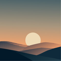 Desert Sun Vector Landscape