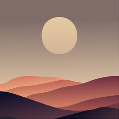 Desert Sun Vector Landscape