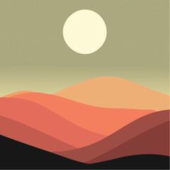 Desert Sun Vector Landscape
