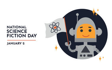 National Science Fiction Day 2 january banner card poster illustration