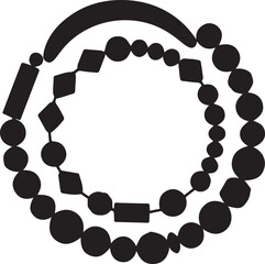 Abstract black and white silhouette of two beaded necklaces