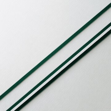 Minimalist composition with three thin, parallel lines (one bold, two faint) in a deep forest green on a clean white background.
