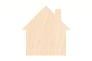 Wooden house shape with chimney cutout isolated on white background. Home, property, mortgage, and construction concept.