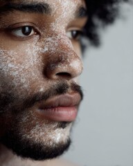 Obraz premium A close-up shot of an individual with vitiligo or unique birthmarks, highlighting natural skin diversity and acceptance.