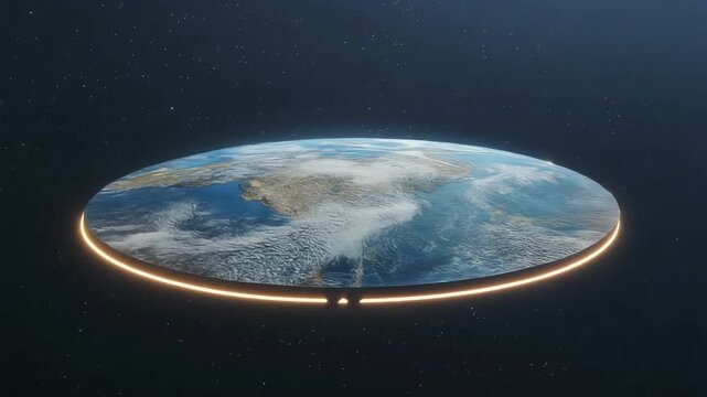 Flat earth map depicts a flat planet, suitable for digital design, conspiracy theory concept, educational purposes, and controversial topics.