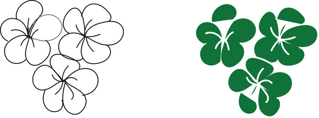 Vector illustration of green and black clover flowers on