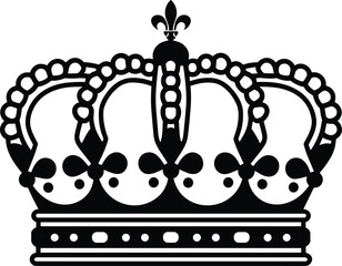 Classic black vector illustration of a regal closed arch crown, symbolizing monarchical power, sovereign authority, nobility, leadership, wealth, success, historical royalty, and empire concept.