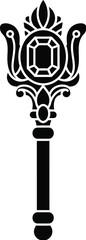 Black outline of a trident symbol on a white background Keywords: trident, symbol, mythology, greek, roman, poseidon, neptune, weapon, power, sea, ocean, god, king, ruler