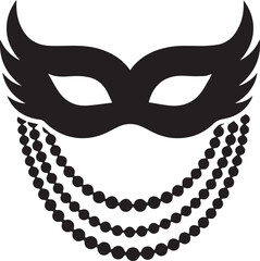 Black masquerade mask with dangling beads silhouette