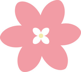 Soft pink five-petal flower icon with white blossom center, minimal flat floral vector illustration