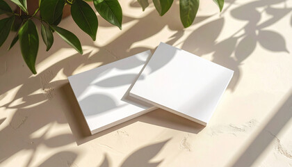 Blank White Paper Mockup with Plant
