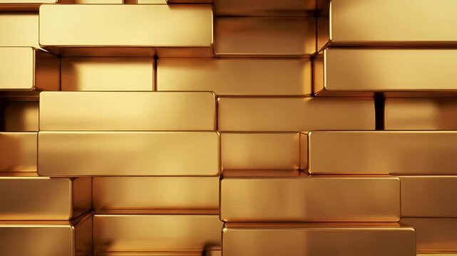 Golden Bar Stack: Shimmering Rectangular Blocks Create A Rich Wall Of Wealth