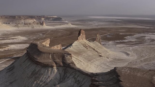 Aerial view of bozzhyra tract rock formations in mangystau