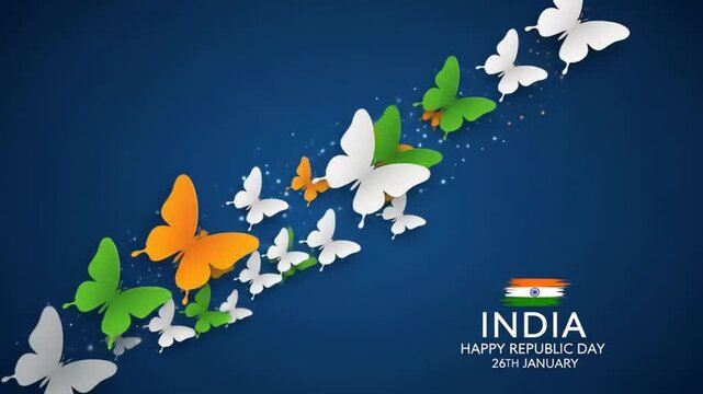 Indian flag concept Republic Day trio colors paper craft Butterflies