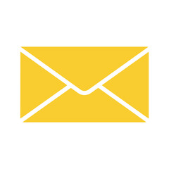 Simple yellow envelope icon on white background