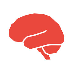 Human brain illustration in red color