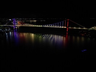 Obraz premium Ponte Hercílio Luz Iluminada Noite Florianópolis SC