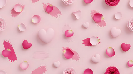 Pink Easter eggs with seamless pink heart pattern