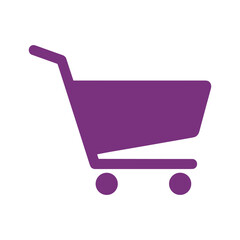 Purple shopping cart icon on white background