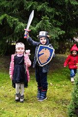 Kid boy in knight costume
