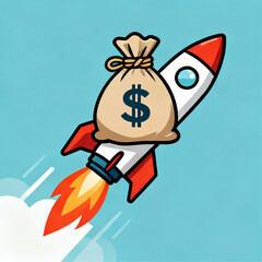 Obraz premium money_bag_flying_rocket