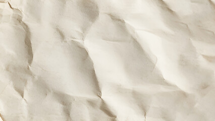Ivory crumpled paper sheet. Cellulose industry. Abstract art background. Copy space.