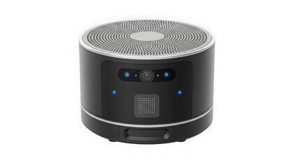 Fototapeta premium Compact Black Portable Bluetooth Speaker with LED Lights.