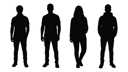 Four figures standing together a striking depiction of human forms in silhouette